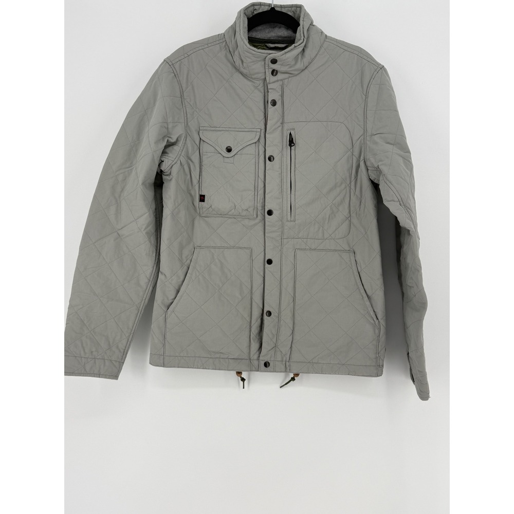 Relwen Mens Quilted Tanker Jacket Stone Grey Size Small Diamond Quilt Snap Front